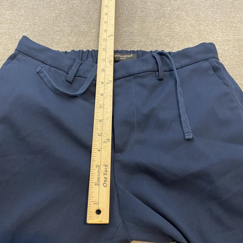 Banana‎ Republic Pants Mens 32R Navy Slim Fit Drawstring Waist Elastic Back